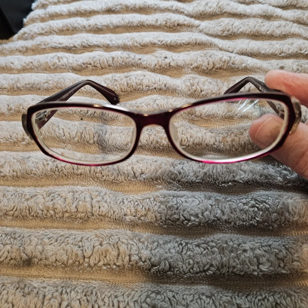 SALE ** Elegant Prescription Burgundy Glasses with Silver Accents